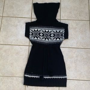 Black and White ruffled neck dress